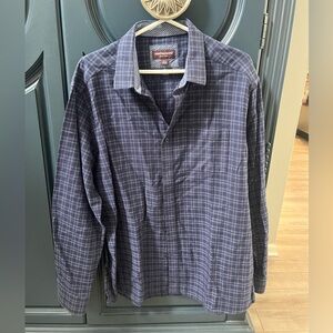 Johnston & Murphy Navy Checkered Button Down Shirt